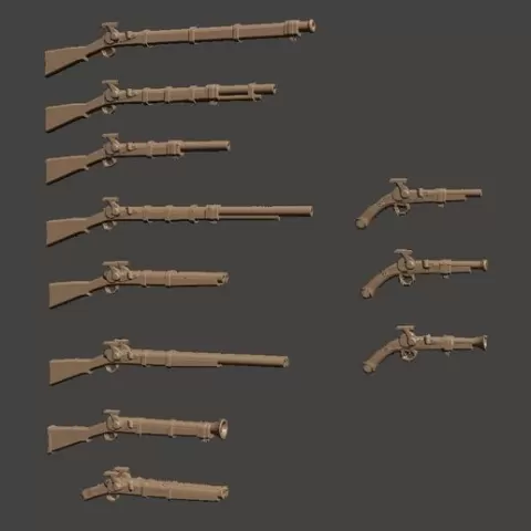 28mm Fantasy Arsenal of Muskets Percussion / Flintlock Firearms and Guns