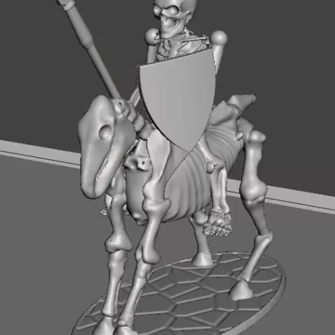 28mm Skeleton Warrior Light Cavalry with Spear & Shield