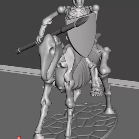 28mm Skeleton Warrior Light Cavalry with Spear & Shield 2