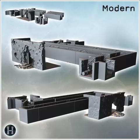 Modular underpass set with urban piping (3) - Modern WW2 WW1 World War Diaroma Wargaming RPG Mini Hobby by Hartolia Miniatures