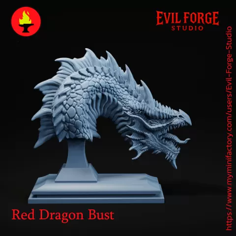 Red Dragon Bust by Evil Forge Studio