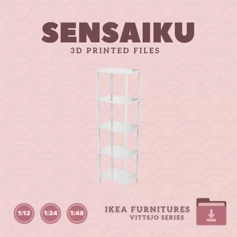 Miniature Replica 02. VITTSJO Shelf Unit for Miniature Dollhouse - IKEA - 3D Print Instant Download