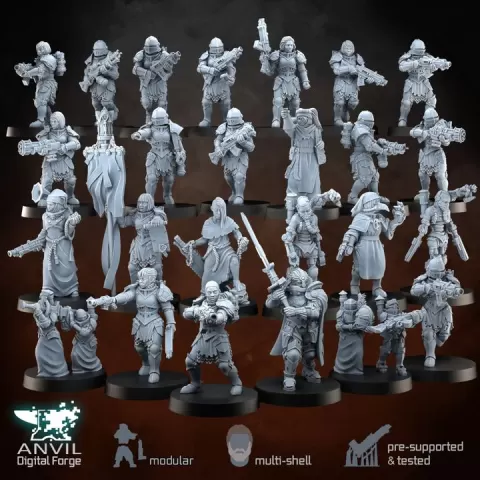 Daughters of the Burning Rose Battleline Infantry - Modular Infantry for Skirmish Tabletop Wargames by Anvil Digital Forge
