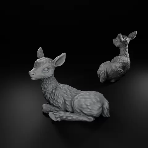 Resting Megaloceros Calf - Giant Irish Elk Fawn - Prehistoric Megafauna by StoneAxe Miniatures