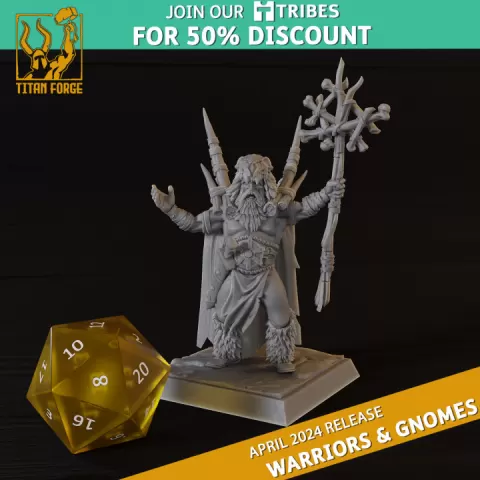 Norse Bararians Exalted Wizard on Foot - Norse and Gnomes - Titan Forge Miniatures April 2024 by Titan Forge Miniatures
