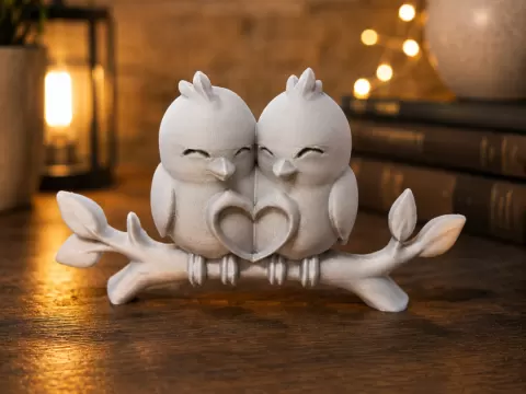 Love Birds on a Branch-Romantic Birds Sculpture