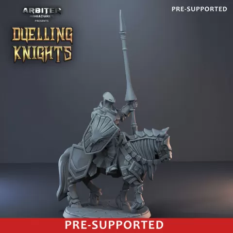 Pre-supported Knight on Horse 02 frogmouth by Arbiter Miniatures - by Theis Haagh Jakobsen