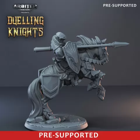 Pre-supported Knight on Horse 01 frogmouth by Arbiter Miniatures - by Theis Haagh Jakobsen