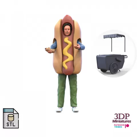 N4 Salesperson hotdog Seller 3D print model by 3DP Miniatures