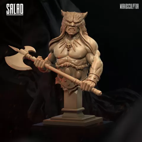 Black Wolf Bust by Creaperbone miniatures