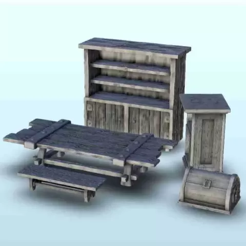 Wooden interior furniture 5 - miniatures warhammer terrain s - Hartolia Miniatures