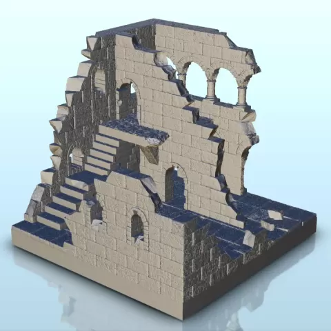 Ruin of old citadel with columns and stair (10) - miniatures - Hartolia Miniatures