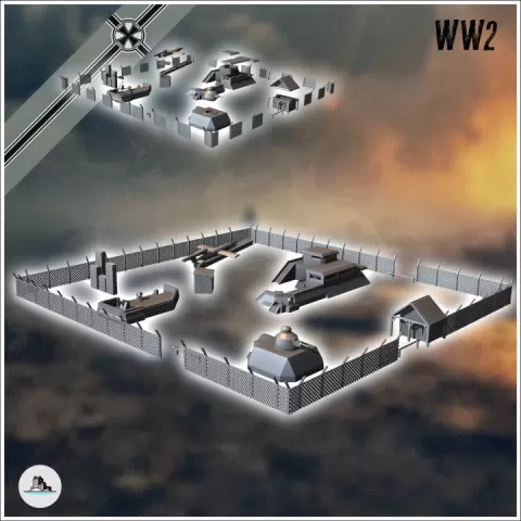 German V1 missile preparation and launch site, Flak cannon, and R-35 tank turret (29) - Germany Eastern Western Front Normandy Stalingrad Berlin Bulge WWII by Hartolia Miniatures