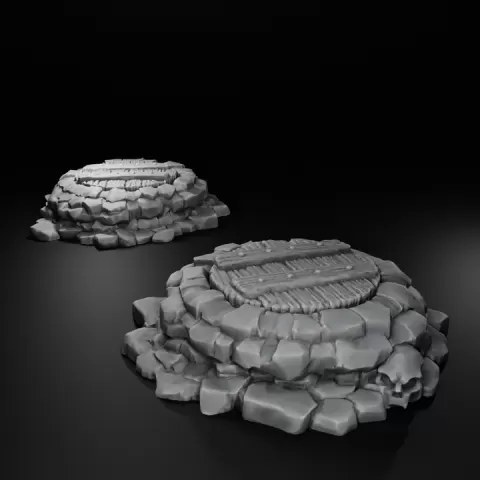 Stone Well with Wooden Lid - Cemetery & Village Scatter Terrain by StoneAxe Miniatures