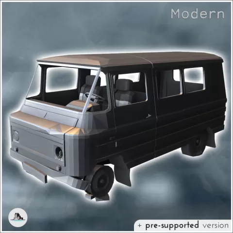 Damaged modern van with wheel on stones (2) - Modern WW2 WW1 World War Diaroma Wargaming RPG Mini Hobby by Hartolia Miniatures