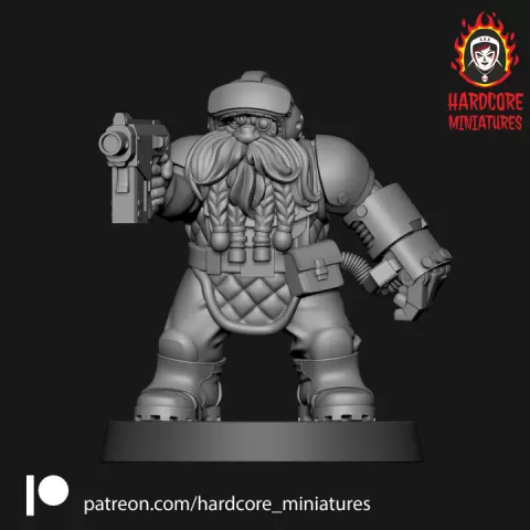 Space Dwarf Sergeant by Hardcore Miniatures