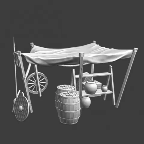 Medieval camp tent - with lots of wargaming props by Northern Crusades Miniatures