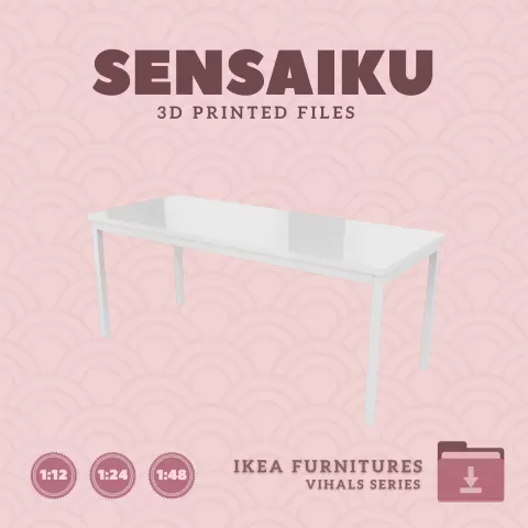 Miniature Replica 08. VIHALS Table 70 In for Miniature Dollhouse - IKEA - 3D Print Instant Download