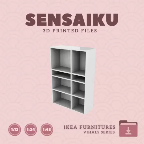 Miniature Replica 02. VIHALS Shelving Unit 55 In Height for Miniature Dollhouse - IKEA - 3D Print In