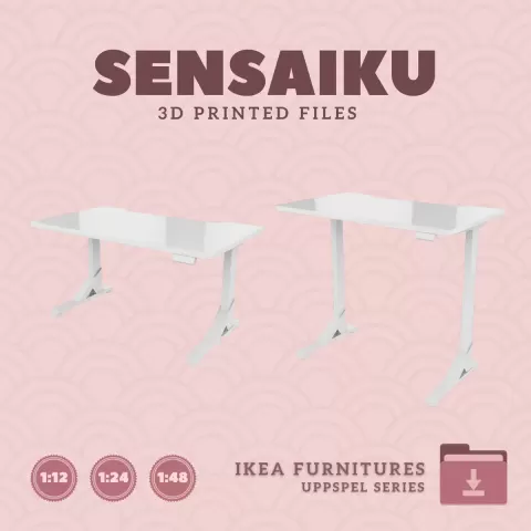 Miniature Replica 02. UPPSPEL Gaming Desk 55 In on Casters for Miniature Dollhouse - IKEA - 3D Print