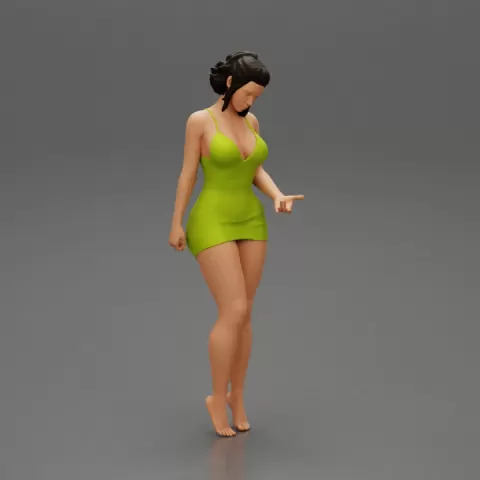 Sexy Girl standing in mini dress on the beach by 3DGeschaft Miniatures Figures