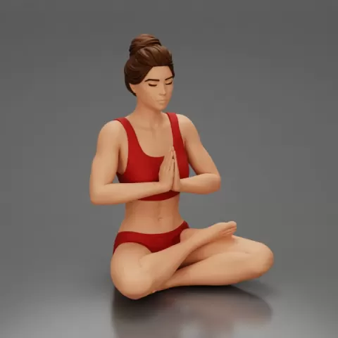 sexy girl in shorts doing sukhasana yoga pose by 3DGeschaft Miniatures Figures