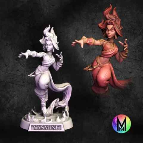 Female Ifrit / Fire Genasi - Yasmine the Ifrit / Efreeti ( Female Fire Genasi / Ifrit / Efreeti Caster) by Moonlight Minis- Christine Van Patten