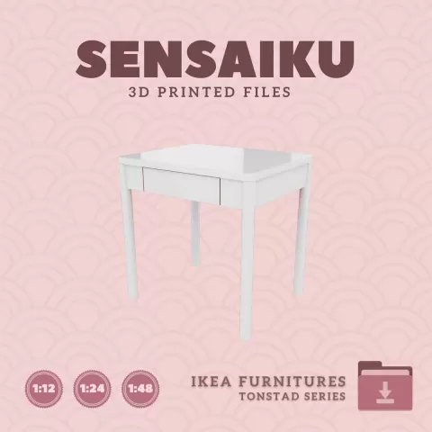 Miniature Replica 06. TONSTAD Desk 29 In for Miniature Dollhouse - IKEA - 3D Print Instant Download