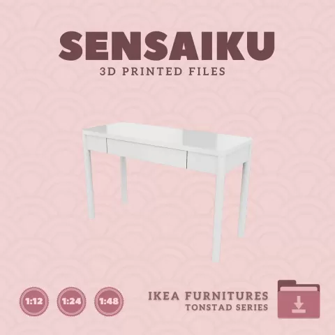 Miniature Replica 05. TONSTAD Desk 47 In for Miniature Dollhouse - IKEA - 3D Print Instant Download