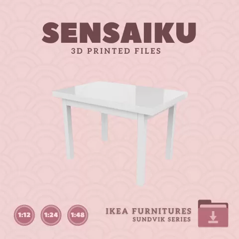 Miniature Replica SUNDVIK Children's Table for Miniature Dollhouse - IKEA - 3D Print Instant Downloa