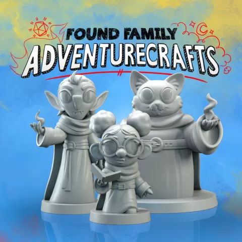 Wizard Friends Trio! Ax the Hobgoblin, Arno the Catfolk, Audri the Gnome by Found Family Adventurecrafts