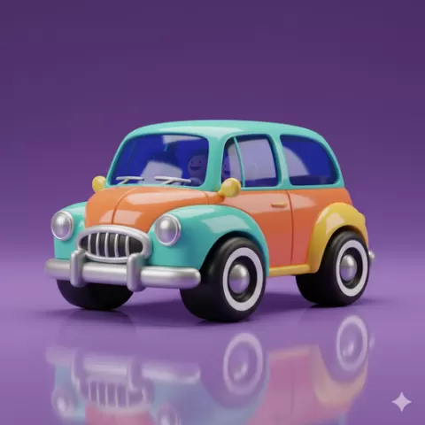 cartoon car STL Fresh Modern cute car figurine STL automobile 3D Model STL File 3D printable car Ready for Creative Print Projects