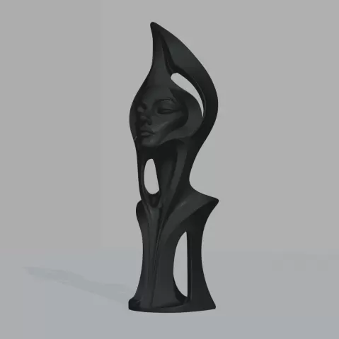 Crescent Moon Female Face Statue
