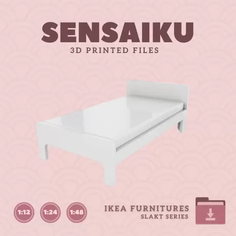 Miniature Replica SLAKT Ext bed frm - 76 3_4 In for Miniature Dollhouse - IKEA - 3D Print Instant Do
