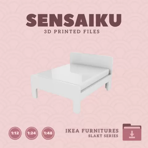 Miniature Replica SLAKT Ext bed frm - 46 In In for Miniature Dollhouse - IKEA - 3D Print Instant Dow