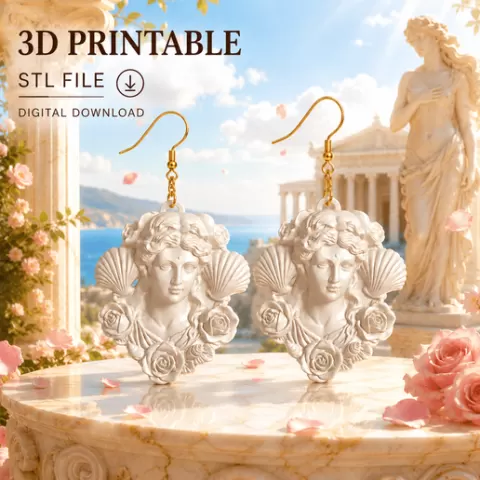 Aphrodite Goddess Earrings STL | Greek Mythology Pendant, Charm (Digital Download)