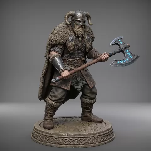 Barbarian with Runed Axe by Sam