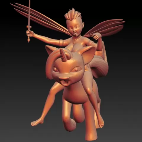 LOVELY FAIRIES - NAYADE & UNICORN - EROTIC MINIATURE 75 MM SCALE by PrintPleasure