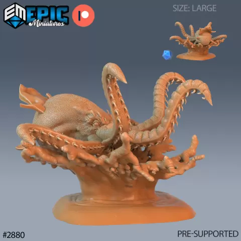 Killer Octopus Raged / Tentacle Beast / Underwater Animal / Water Monster / Sea Creature / Ocean Encounter by Epic-Miniatures