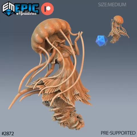 Jellyfish Mermaid / Tentacle Beast / Merfolk / Water Animal Humanoid / Ocean & Sea Encounter by Epic-Miniatures