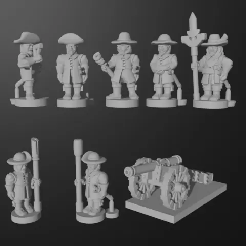 6-15mm 17th Century Pike & Shotte Artillery Crew & Culverin (TYW/ECW) & Blender File P&S-2 by Turner Miniatures