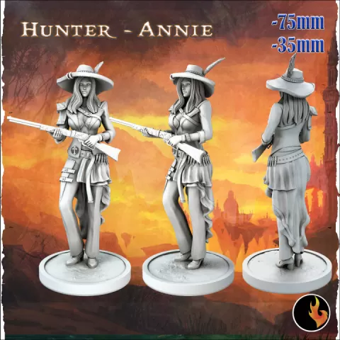 Hunter Riflewoman Annie - Hunter Riflewoman - 75mm + 35mm Scale by Ravi Sampath