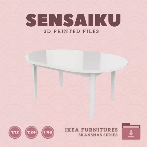 Miniature Replica SKANSNAS Table 66 In for Miniature Dollhouse - IKEA - 3D Print Instant Download