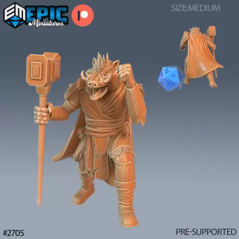 Warthog Folk Tribe Hammer Warrior / Tusked Humanoid / Bulky Boar Fighter / Pigfolk / Wild Animal Encounter by Epic-Miniatures