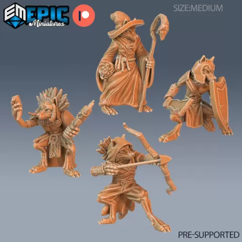 Fox Folk Tribe Set / Male Fennek / Feline Humanoid / Catfolk Warrior / Wild Animal Encounter by Epic-Miniatures