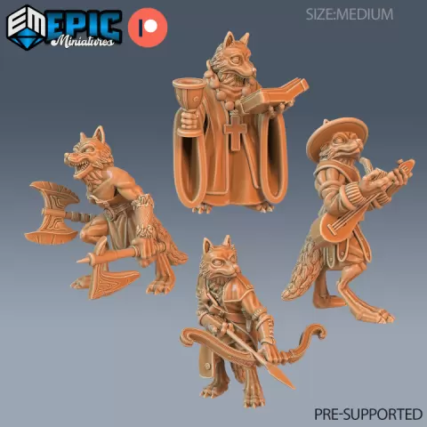 Fox Folk Tribe Set / Feline Humanoid / Catfolk Warrior / Male Fennek / Wild Animal Encounter by Epic-Miniatures
