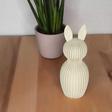 Minimalist Ribbed Bunny – Modern Decor Object