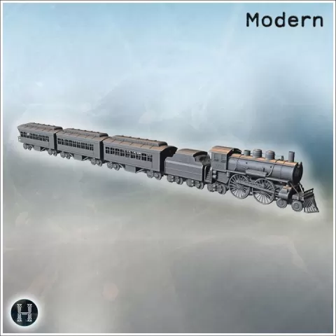 Steam locomotive 4-4-4 - Modern WW2 WW1 Old Wild West by Hartolia Miniatures