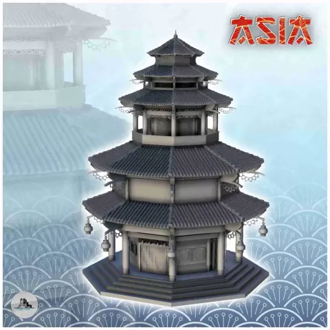 Four-stories pagoda 1 - Japan China Korea Vietnam East - Hartolia Miniatures