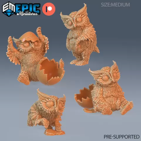 Owlbear Baby Set / Owl Bear Hybrid / Wild Animal Beast / Forest Encounter by Epic-Miniatures
